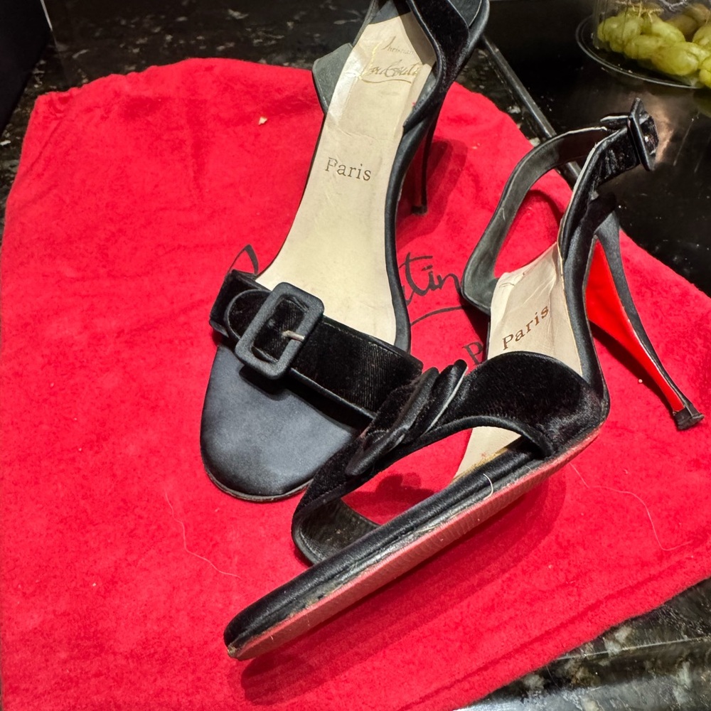 Christian Louboutin Black Velvet Sandals